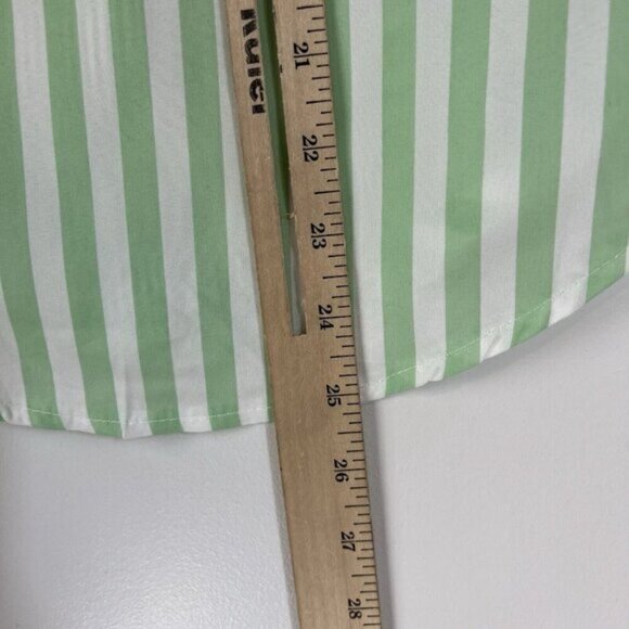 Women's Striped Button Down Shirt Size M Cropped Louse Fit Blouse Green White - Picture 10 of 16